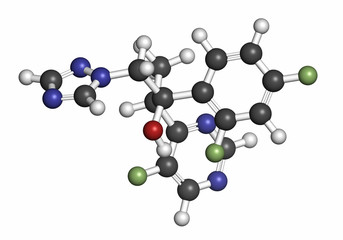 Voriconazole antifungal drug molecule (triazole class). 