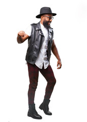 cool black man dancing on white