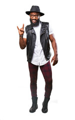 cool black man doing a rock gesture