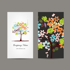 Business cards design with floral tree