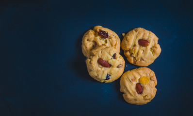 Top view cookie on black background