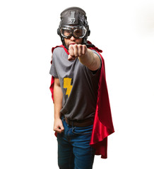 super hero man on white background