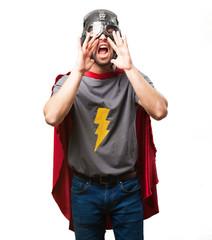 super hero man on white background