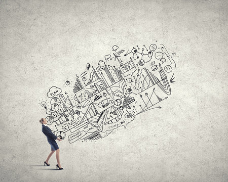 Businesswoman carrying out idea