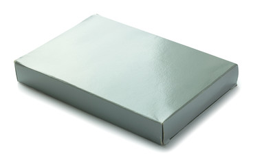 blank gray paper box isolated on white background