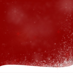 red merry Christmas background with snow flakes