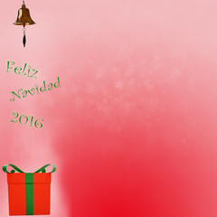 Feliz Navidad in Spanish text bokhe on red background