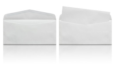 open white envelope with blank letter isolated on white