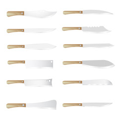 Set of four vector kitchen knives