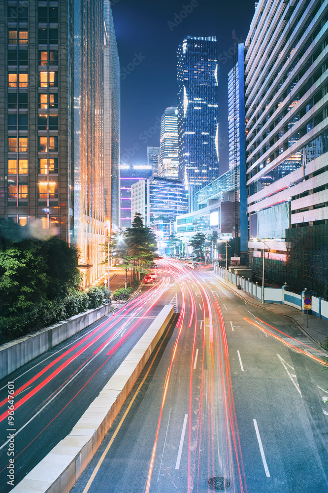 Wall mural slow motion of urban traffic scene