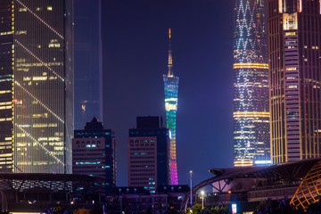 Fototapeta na wymiar night view of modern buildings in Guangzhou