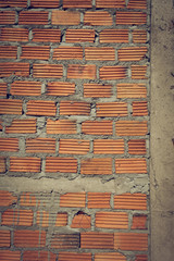 wall made brick in residential building construction site