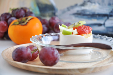 Close Up Fruits on Soy Pudding