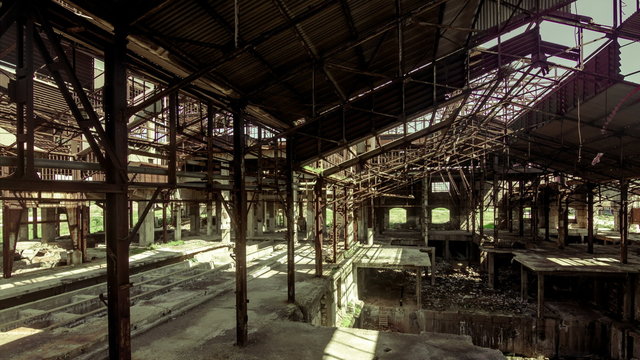 motion control pan interior abandoned broken factory structure