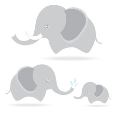 cute elephant family, cartoon drawing thailand