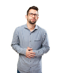 man having a stomach ache