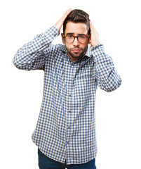 man combing himself