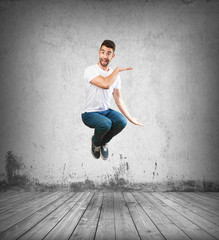 Fototapeta na wymiar crazy man jumping