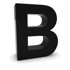Black 3D Uppercase Letter B Isolated on white with shadows