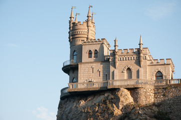Fototapeta na wymiar Swallow’s Nest castle built on top of Aurora cliff in Crimea