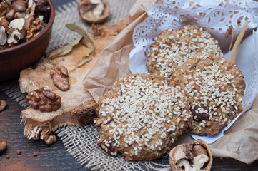 Natural Cookies of coarse flour with nuts