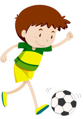 Little boy playing football