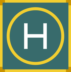 Fototapeta premium Helipad with yellow frame
