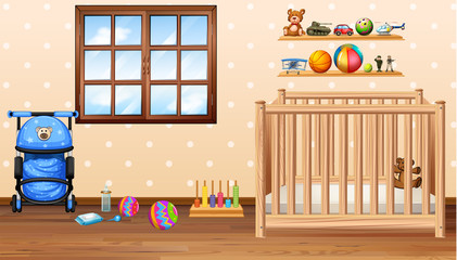 Obraz premium Baby room with cod and toys