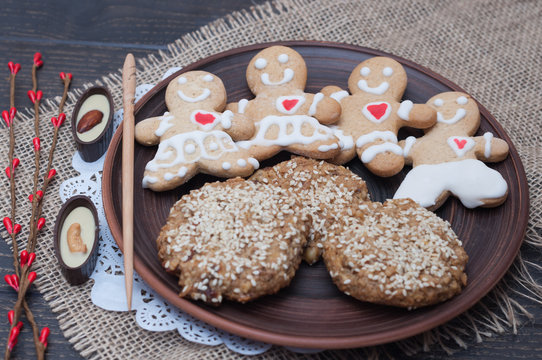 natural biscuits wholemeal and cookies in the shape of a little
