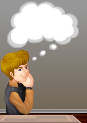 Businessman thinking and thought bubble