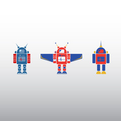 Robot Flat Design icon color vector illustration