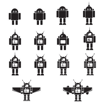 Robot icon pictogram set vector illustration