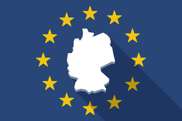 European Union  long shadow flag with  a map of Germany