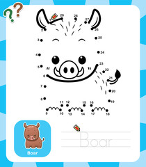 Vector Illustration of Education dot to dot game - Boar