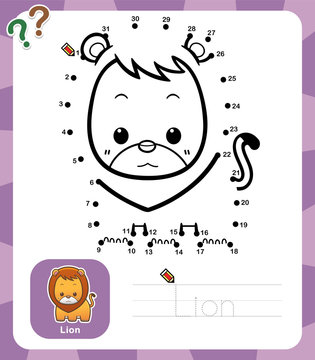 Vector Illustration of Education dot to dot game - Lion