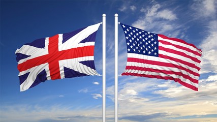 British and American flags