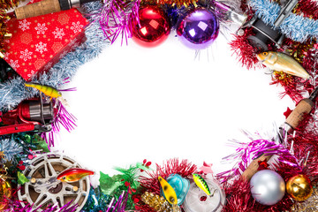 christmas frame for fishers and anglers © sytnik