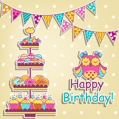 Set for a birthday on a white background