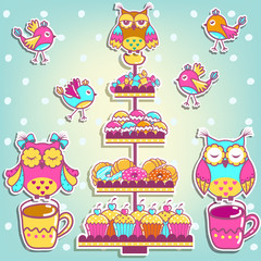 Set for a birthday on a white background