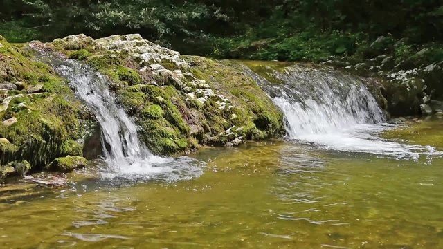 Mountain river Agura in Khostinsky district of Sochi, Krasnodar Krai, Russia.