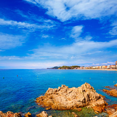 Fototapeta na wymiar Lloret de Mar beach of Costa Brava Catalonia