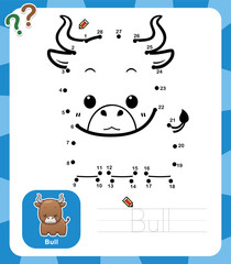 Vector Illustration of Education dot to dot game - Bull