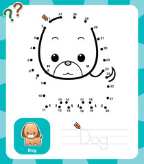 Vector Illustration of Education dot to dot game - Dog