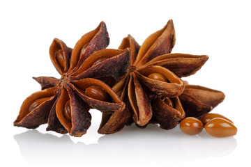 Star Anise on white background
