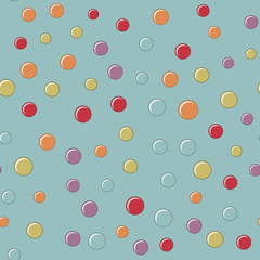 The pattern of the colored balls on a blue background with pastel colors.