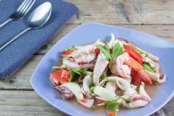 Thai spicy seafood salad