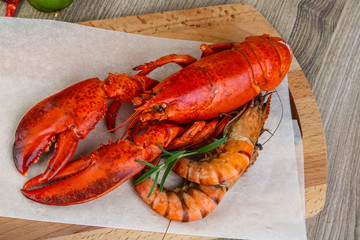 Lobster and shrimps