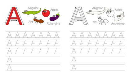 Tracing worksheet for letter A