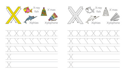 Tracing worksheet for letter X