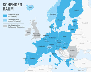 Fototapeta premium Schengenraum karte (Deutsch)